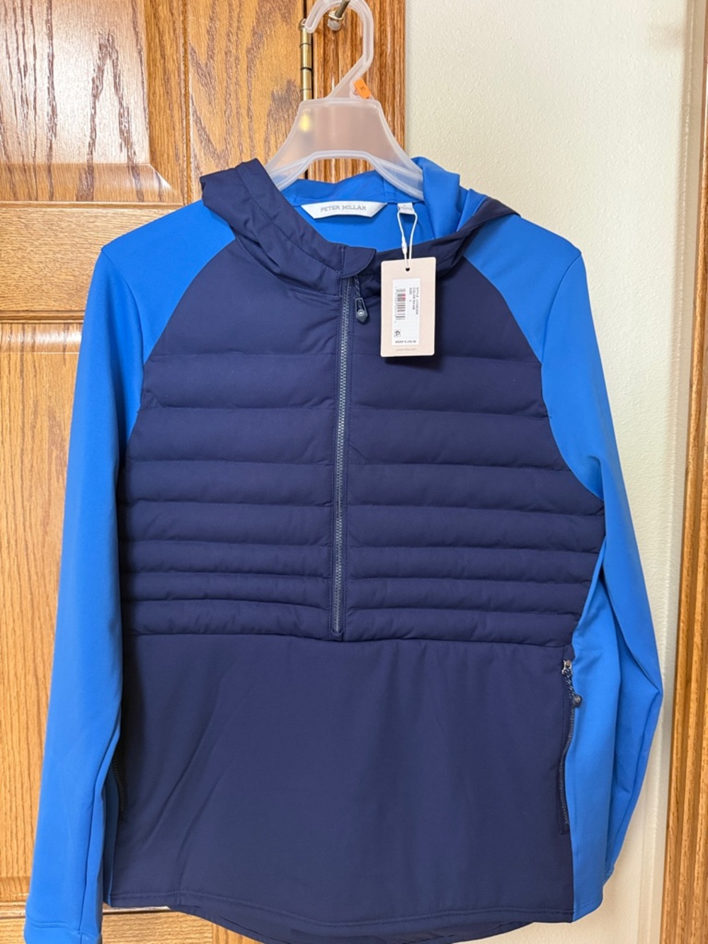 Peter Millar Navy and Royal Blue Half-Zip Hooded Pullover